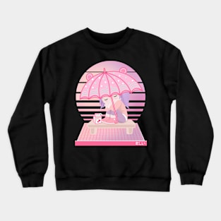 90s Japanese Kawaii Sad Girl Pink Japanese Strawberry Milk Crewneck Sweatshirt